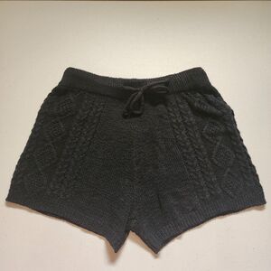 POL Shorts Womens Small Black Cable Knit Drawstring Waist Loungewear